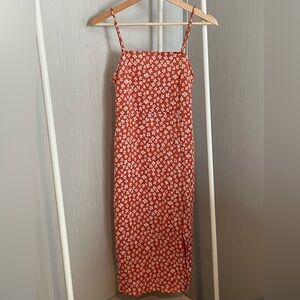 Zara Orange Floral Midi Dress